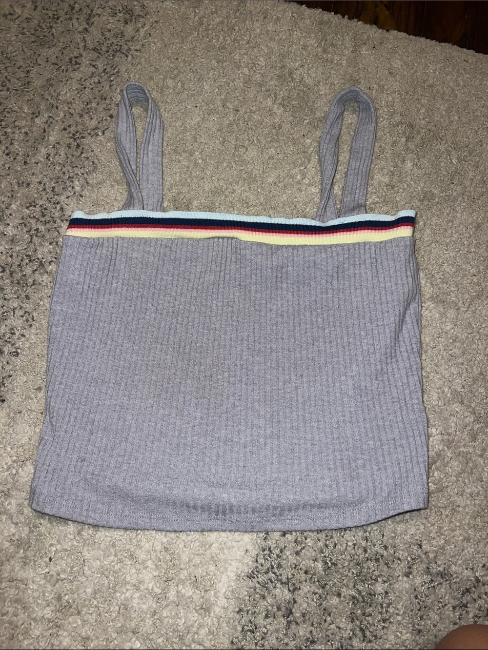 Forever 21 Lilac Ribbed Tank with Rainbow Stripe